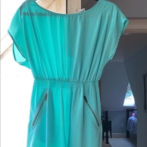 Teal short dress with pockets